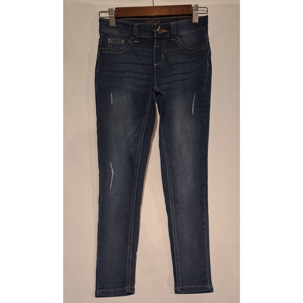 Justice Girls Mid-Rise Jeggings Indigo Distressed Size 12